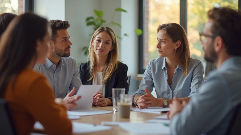 Teamlid spreekt terwijl anderen aandachtig luisteren in brainstormsessie