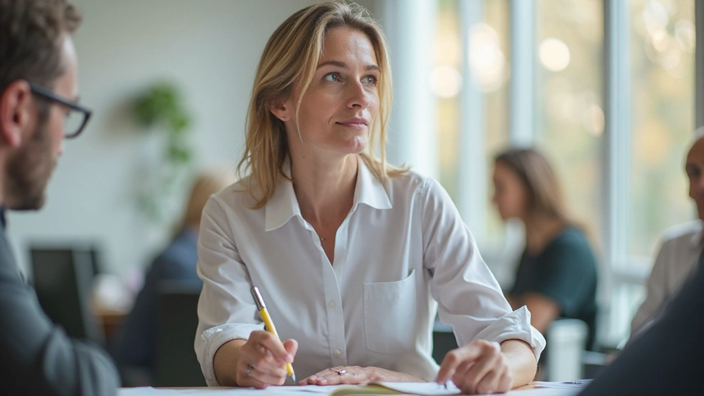 Een vergaderleider vat kernpunten samen en schrijft vervolgacties op terwijl het team volgt
